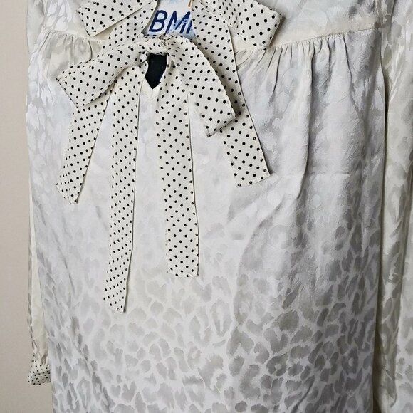 REBECCA TAYLOR Silk Double Front Tie Top Leopard Print Polka Dot Blouse Sz 2 NEW - Picture 10 of 11